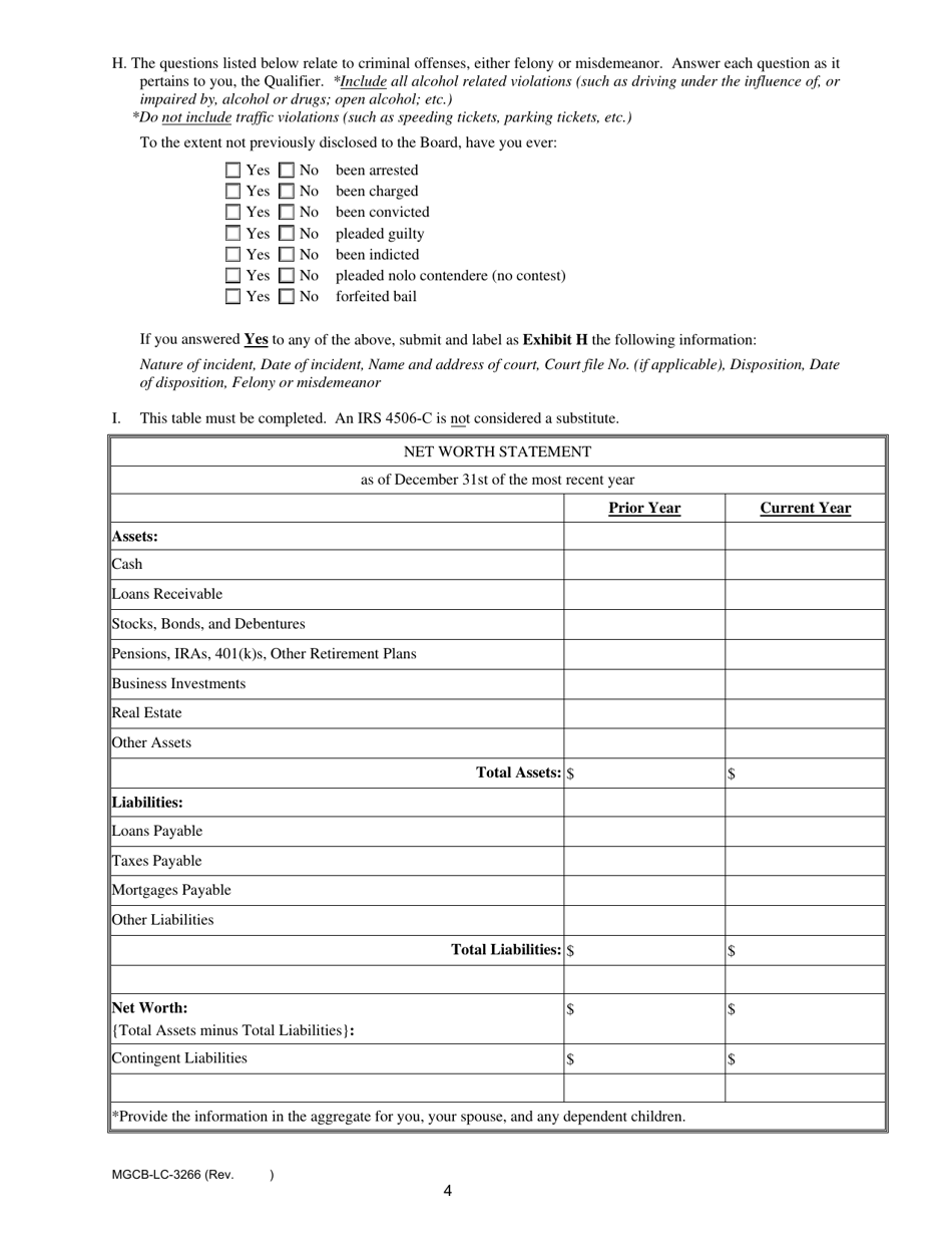 Form MGCB-LC-3266 Qualifier Limited Renewal Individual - Michigan, Page 4