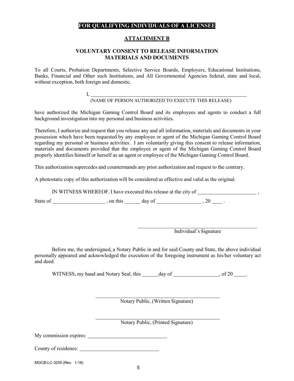 Form MGCB-LC-3255 Qualifier Renewal - Individual - Michigan, Page 5