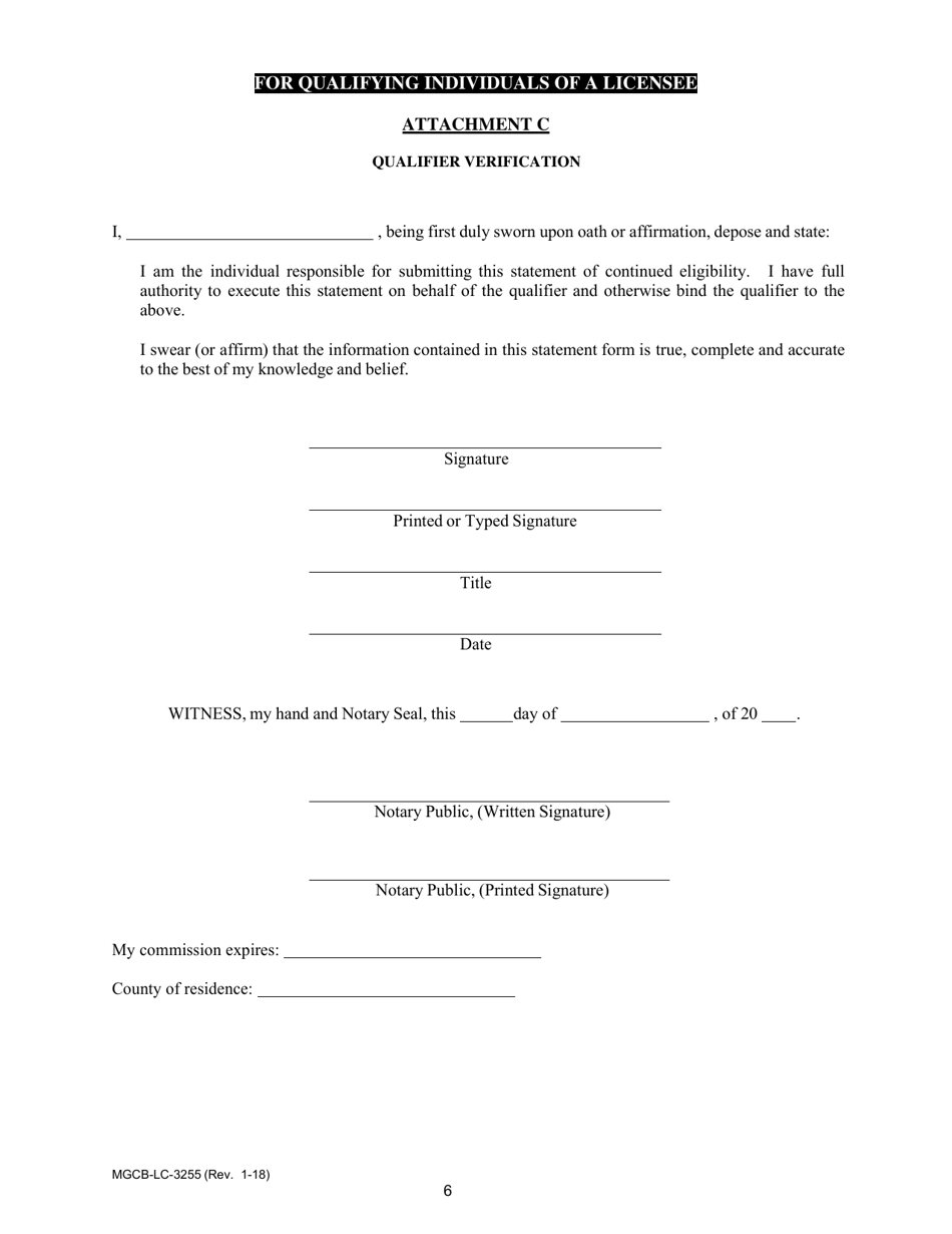 Form MGCB-LC-3255 Qualifier Renewal - Individual - Michigan, Page 6