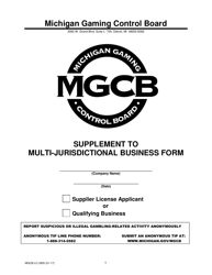 Document preview: Form MGCB-LC-3305 Supplement to Multi-Jurisdictional Business Form - Michigan