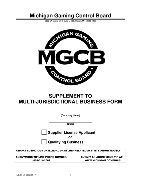 Form MGCB-LC-3305  Printable Pdf
