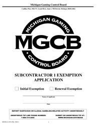 Document preview: Form MGCB-LC-3310 Subcontractor 1 Exemption Application - Michigan