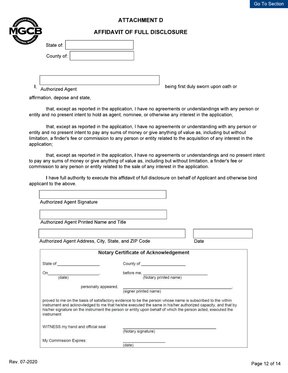 Business Disclosure Form - Initial / Five-Year Renewal - Michigan, Page 12