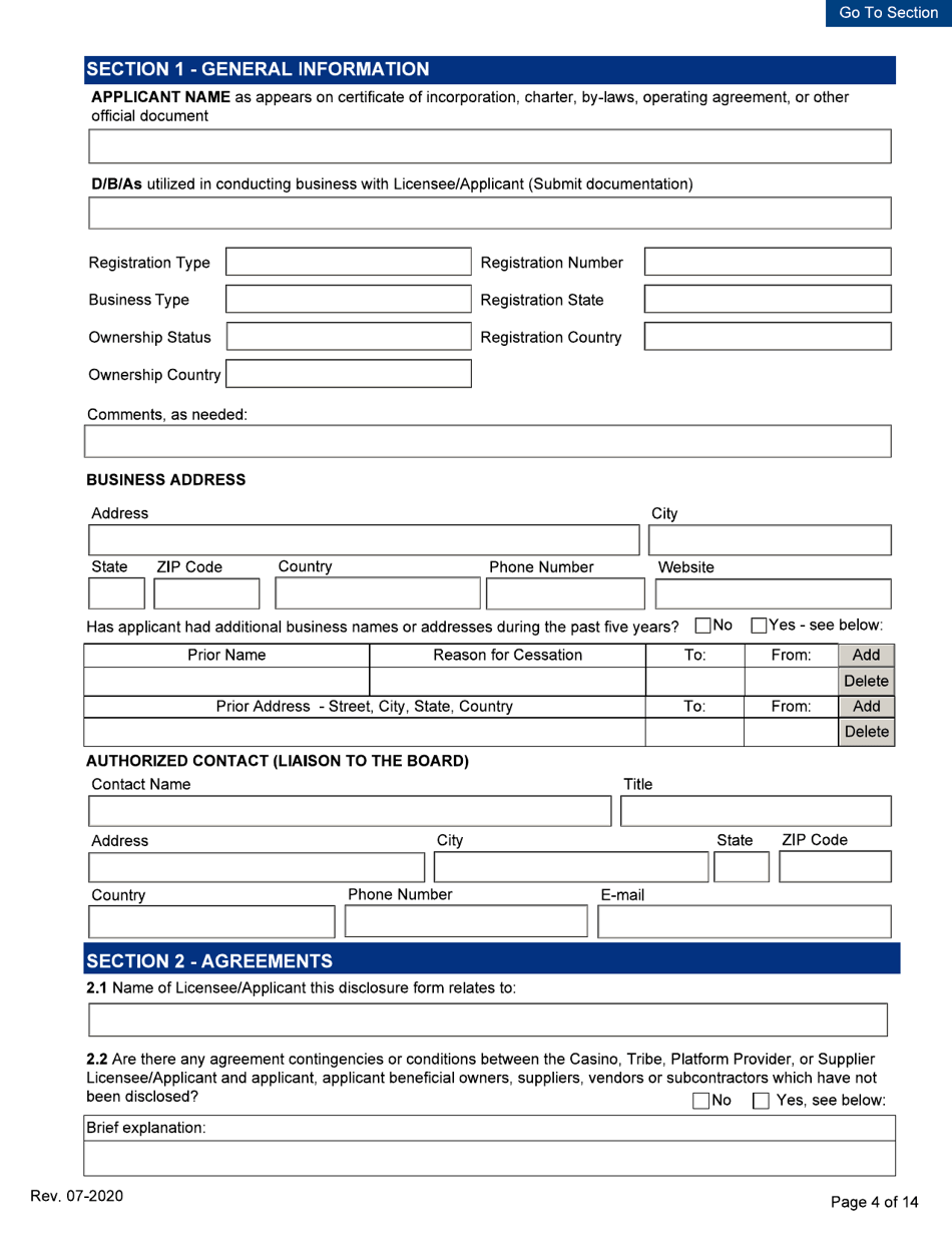 Business Disclosure Form - Initial / Five-Year Renewal - Michigan, Page 4