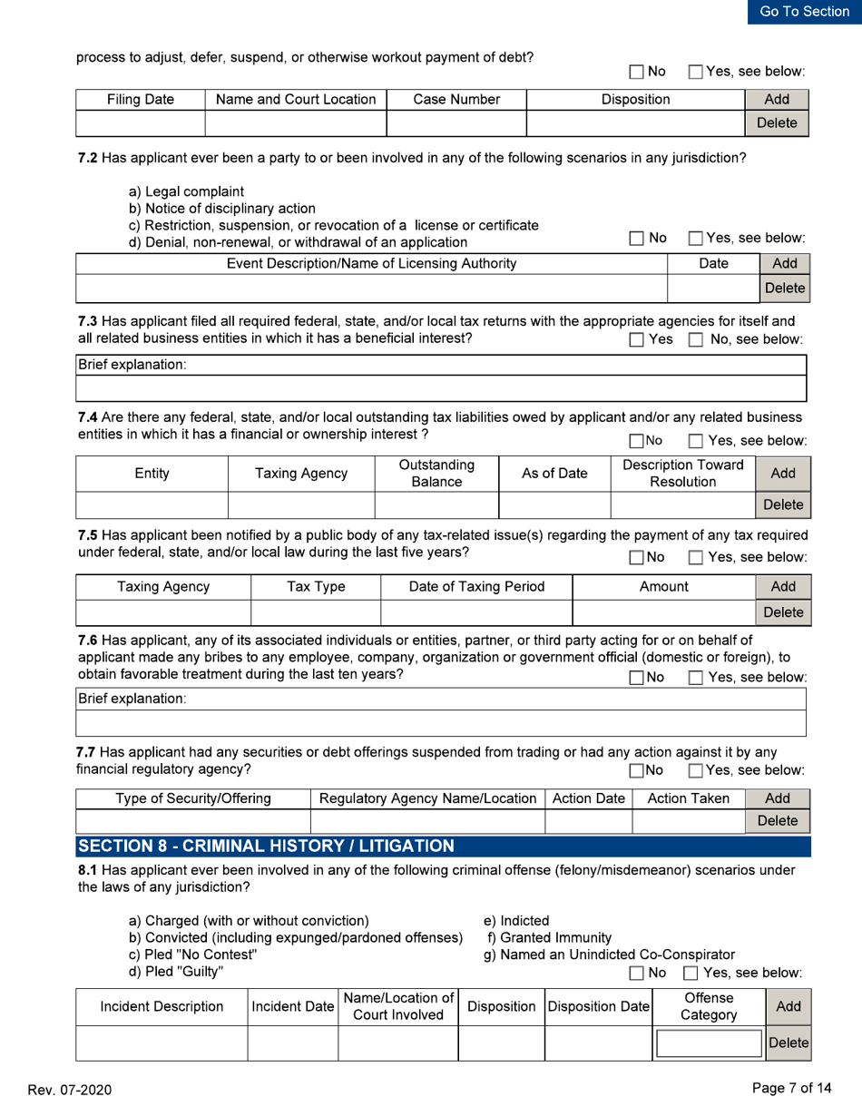 Supplier License - Initial / Five-Year Renewal - Michigan, Page 7