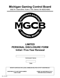 Document preview: Limited Personal Disclosure Form - Initial/Five-Year Renewal - Michigan