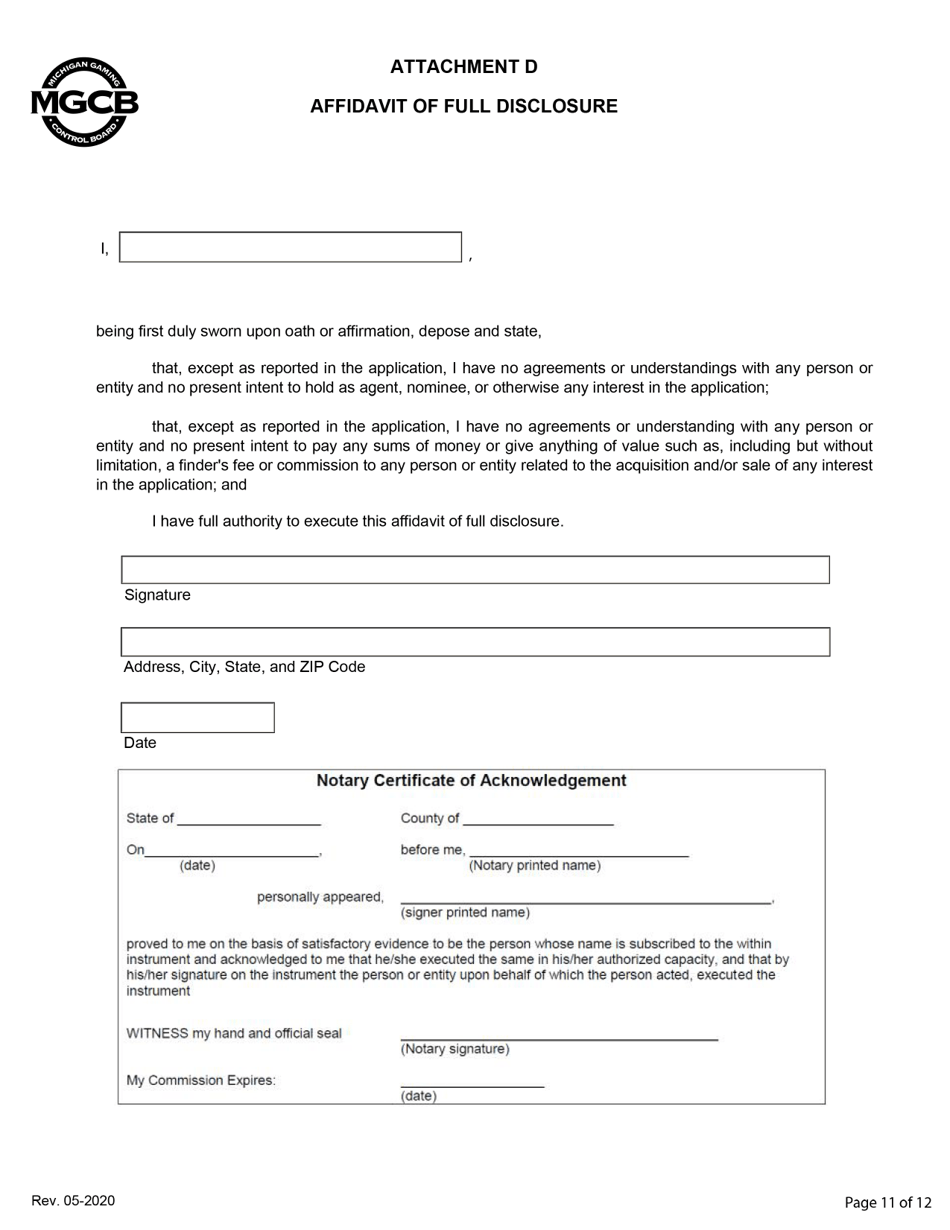 Limited Personal Disclosure Form - Initial / Five-Year Renewal - Michigan, Page 11