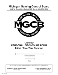 Limited Personal Disclosure Form - Initial/Five-Year Renewal - Michigan