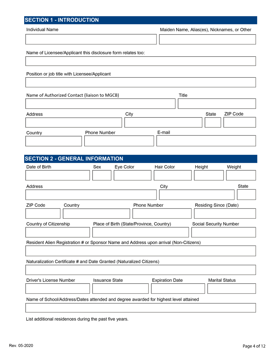 Limited Personal Disclosure Form - Initial / Five-Year Renewal - Michigan, Page 4