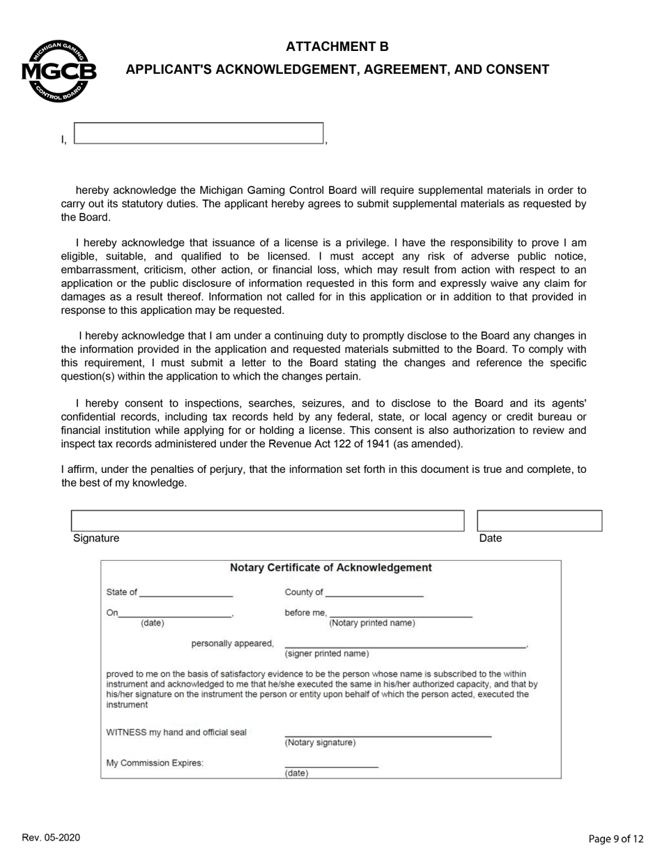 Limited Personal Disclosure Form - Initial / Five-Year Renewal - Michigan, Page 9