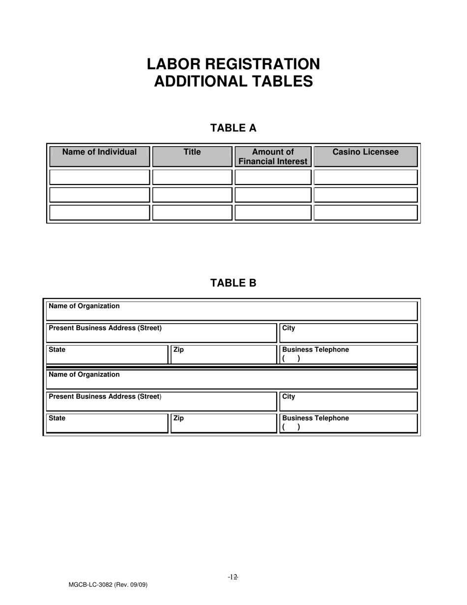 Form MGCB-LC-3082 Labor Organization Registration Form - Michigan, Page 12
