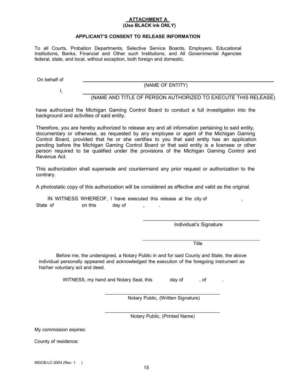Form MGCB-LC-3004 Casino License Annual Renewal Report - Michigan, Page 15