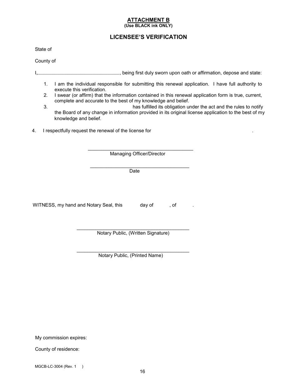 Form MGCB-LC-3004 Casino License Annual Renewal Report - Michigan, Page 16