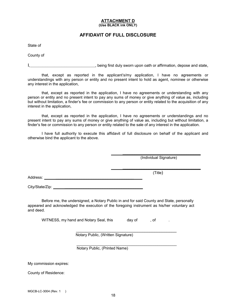 Form MGCB-LC-3004 Casino License Annual Renewal Report - Michigan, Page 18