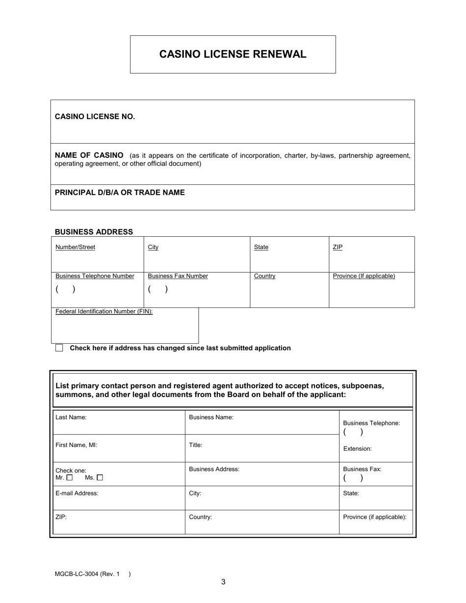 Form MGCB-LC-3004 Casino License Annual Renewal Report - Michigan, Page 3