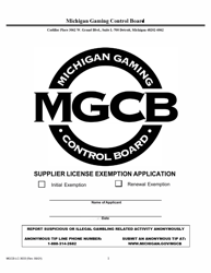 Form MGCB-LC-3033 Supplier License Exemption Application - Michigan
