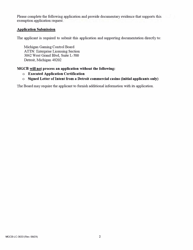 Form MGCB-LC-3033 Supplier License Exemption Application - Michigan, Page 2