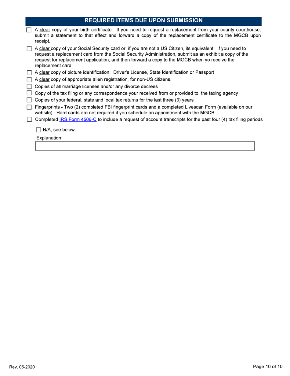 Supplemental Personal Disclosure Form - Initial / Five-Year Renewal - Michigan, Page 10