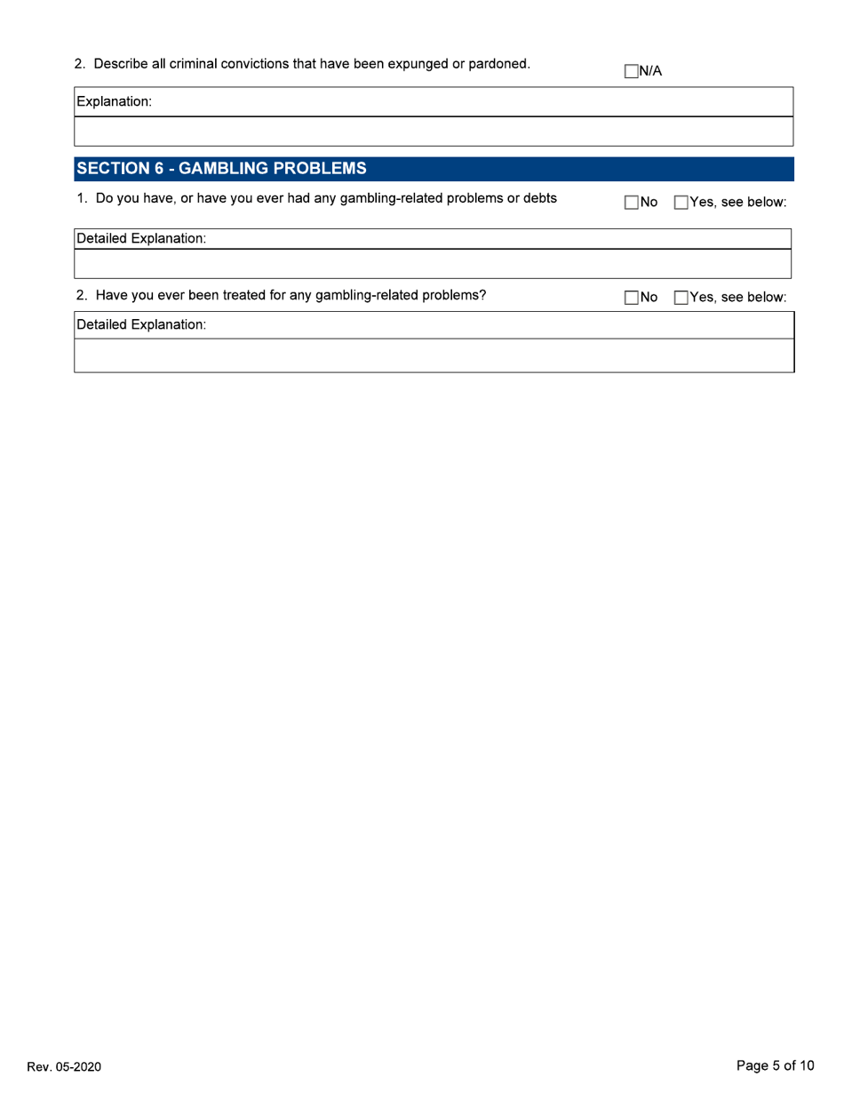 Supplemental Personal Disclosure Form - Initial / Five-Year Renewal - Michigan, Page 5