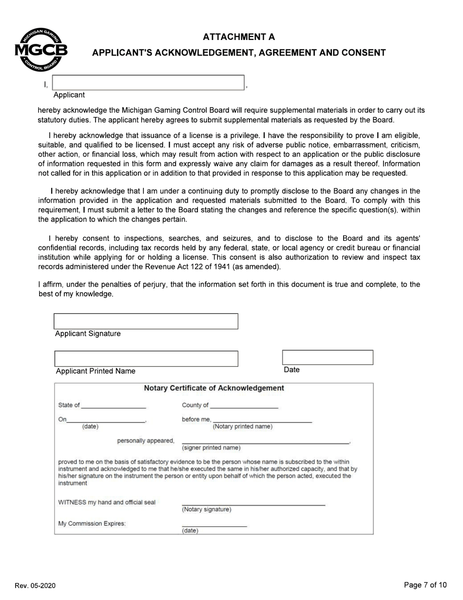 Supplemental Personal Disclosure Form - Initial / Five-Year Renewal - Michigan, Page 7