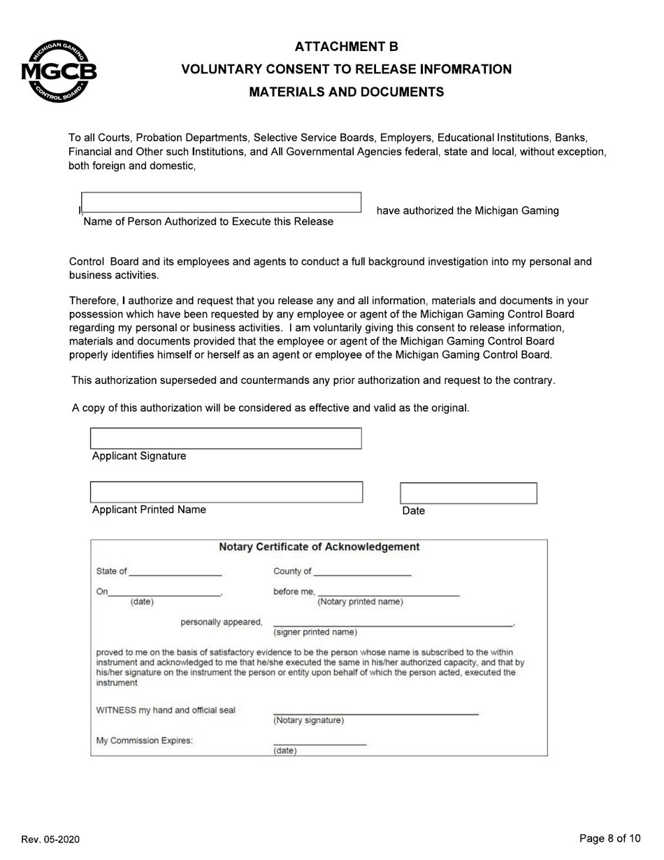 Supplemental Personal Disclosure Form - Initial / Five-Year Renewal - Michigan, Page 8