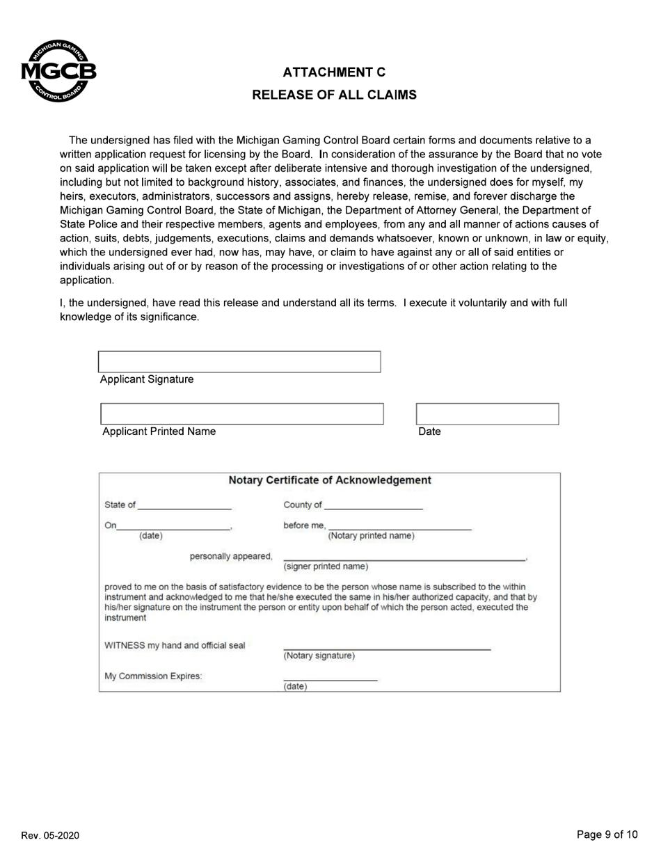Supplemental Personal Disclosure Form - Initial / Five-Year Renewal - Michigan, Page 9