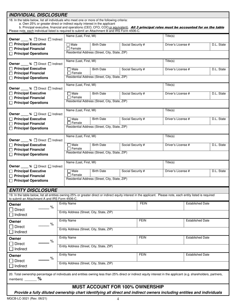 Form Mgcb Lc 3021 Fill Out Sign Online And Download Fillable Pdf Michigan Templateroller 7607