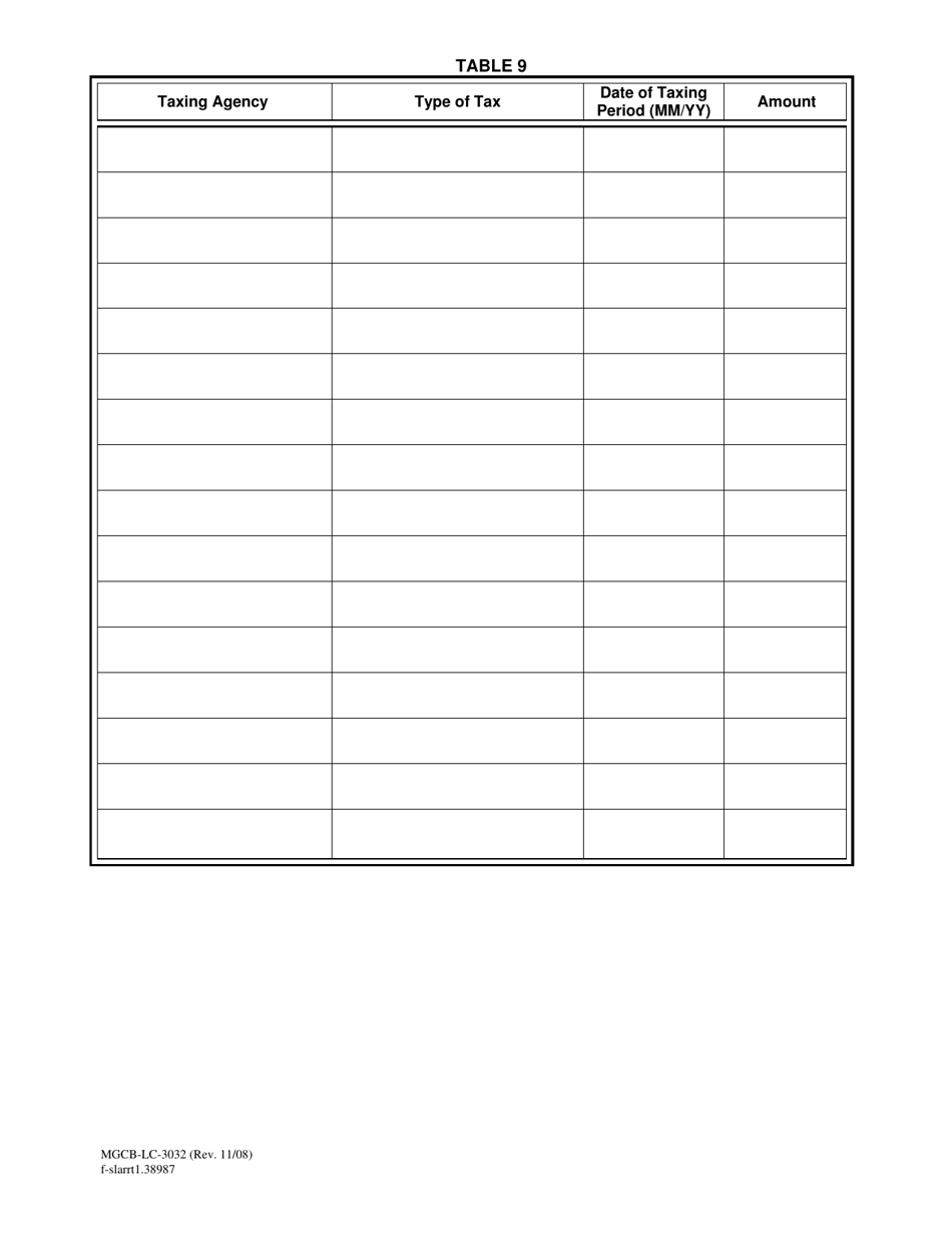 Form MGCB-LC-3032 Supplier Renewal Report Tables - Michigan, Page 10