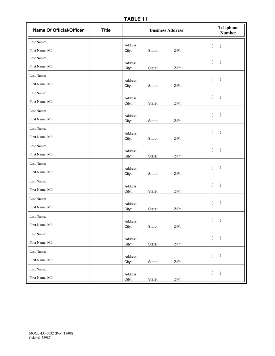 Form MGCB-LC-3032 Supplier Renewal Report Tables - Michigan, Page 12