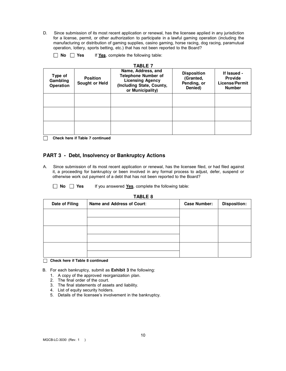 Form MGCB-LC-3030 Supplier License Annual Renewal Report - Michigan, Page 10
