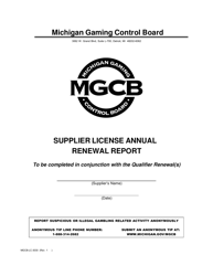 Form MGCB-LC-3030 Supplier License Annual Renewal Report - Michigan