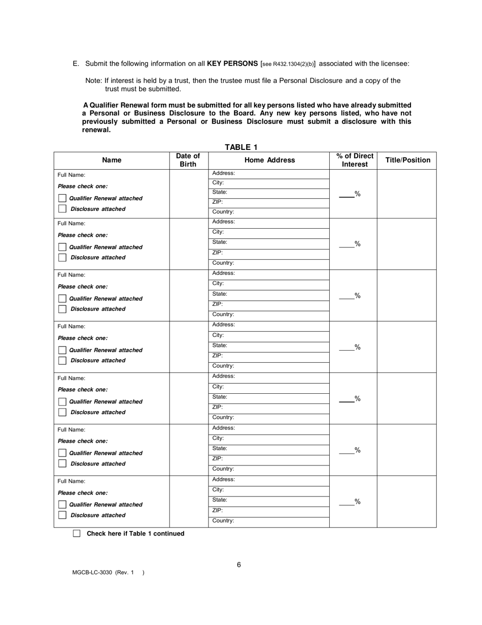 Form MGCB-LC-3030 Supplier License Annual Renewal Report - Michigan, Page 6