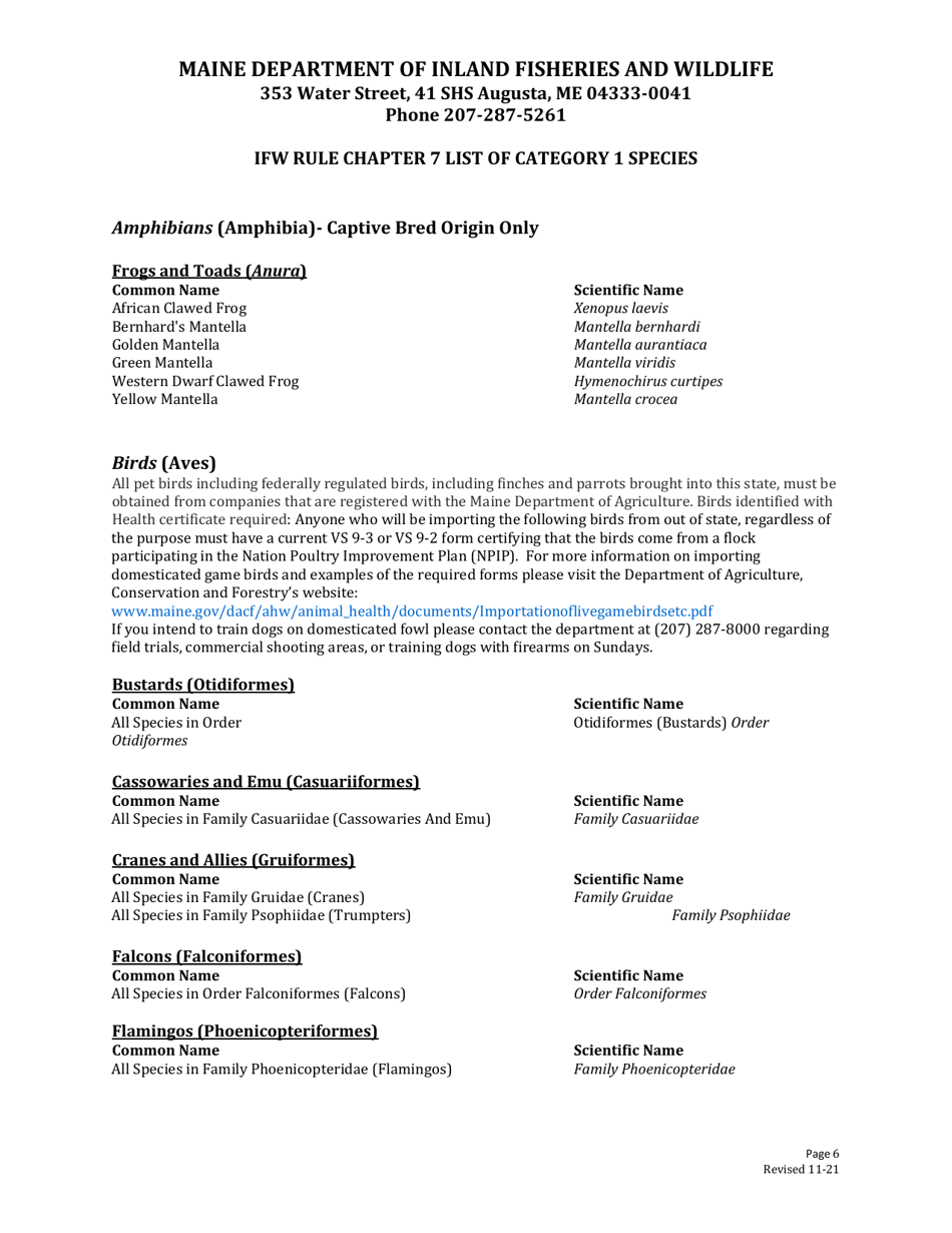 Wildlife Exhibition Permit Application - Maine, Page 6