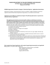 Wildlife Importation Permit Application for Category 1 Restricted Species - Maine, Page 2
