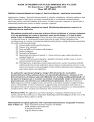 Wildlife General Possession Permit Application for Category 2 Restricted Species - Maine, Page 2