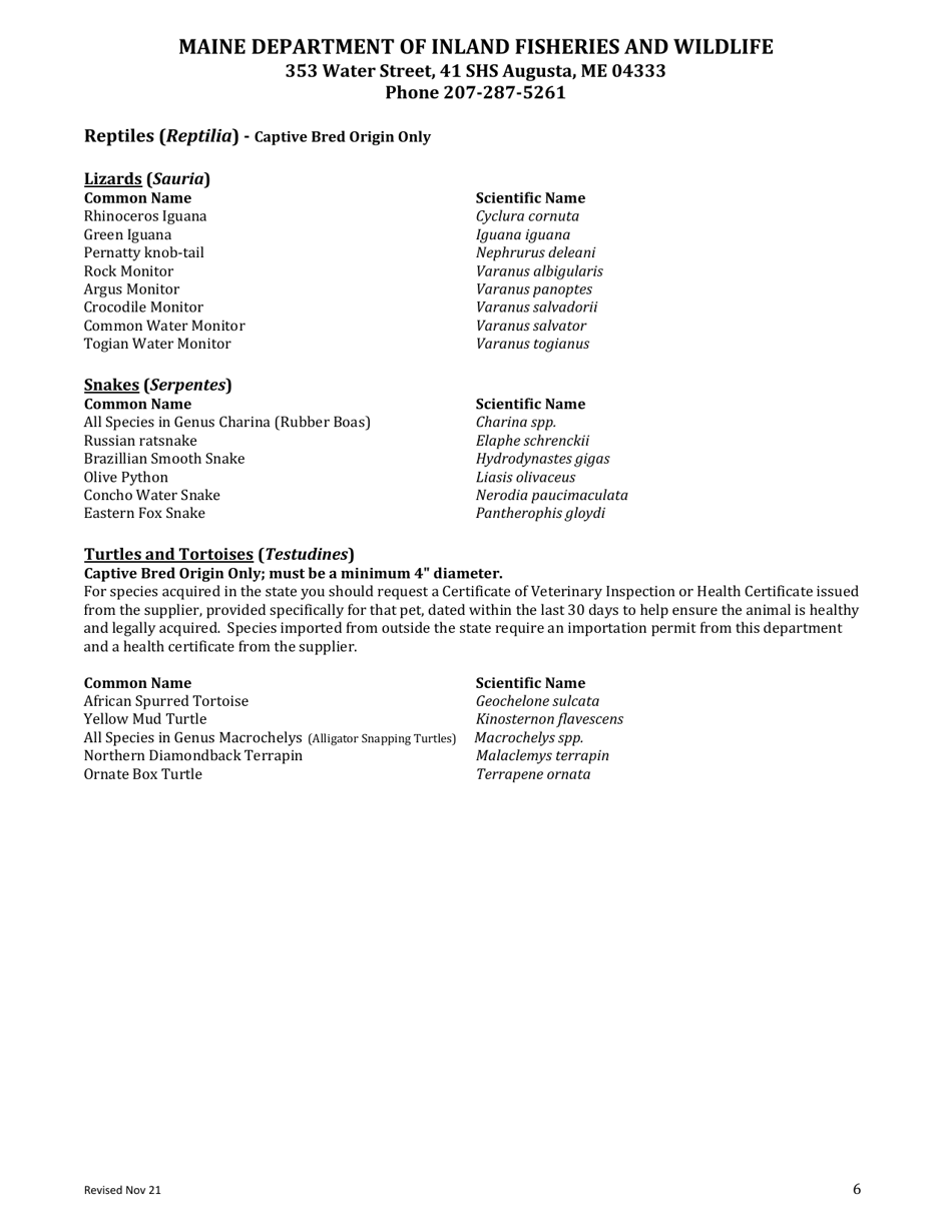 Wildlife Importation Permit Application for Category 2 Restricted Species - Maine, Page 6