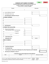 Form WC-544 Worker's Settlement Statement - Michigan