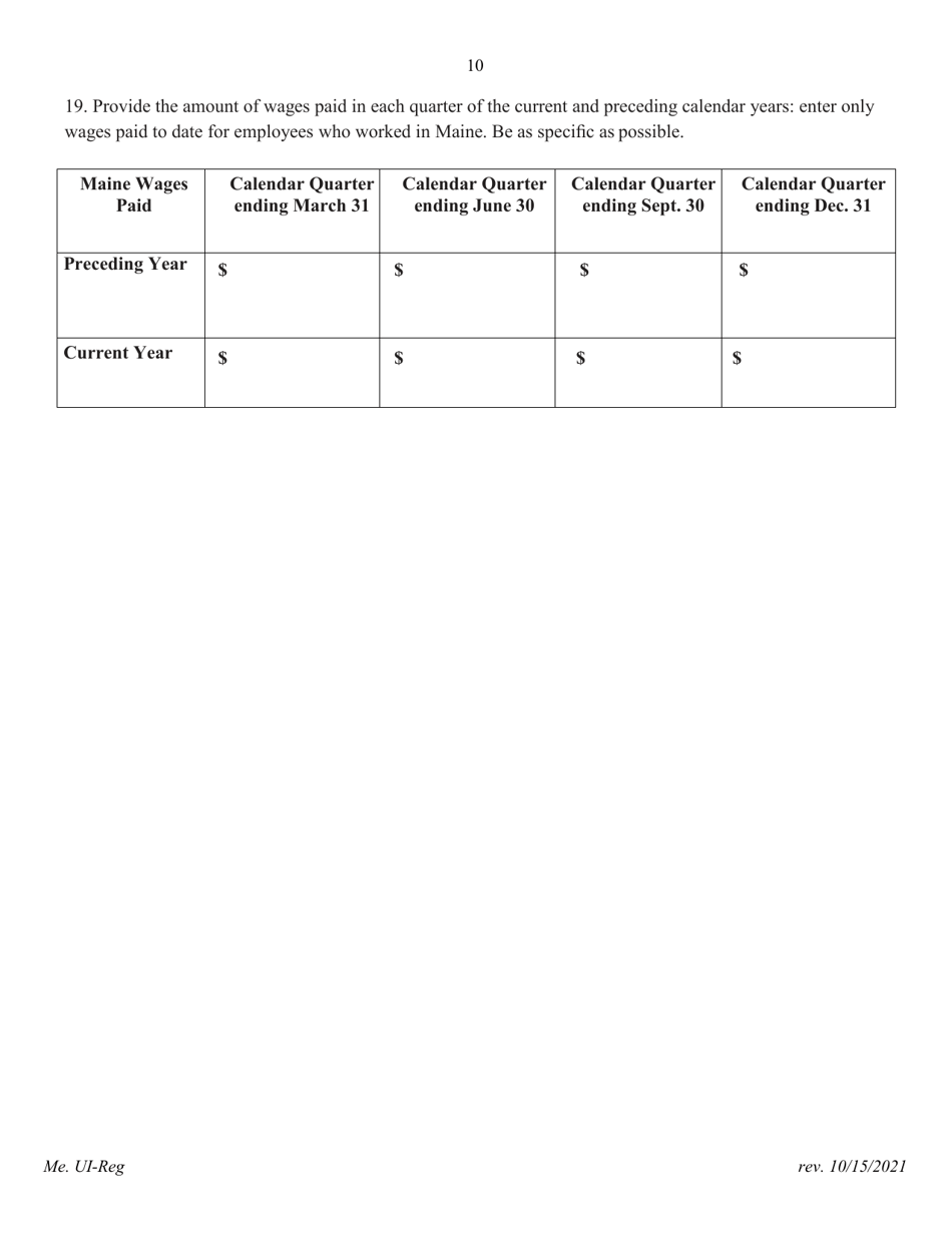 Application for Registration for an Unemployment Compensation Tax Account - Maine, Page 11