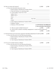 Application for Registration for an Unemployment Compensation Tax Account - Maine, Page 13