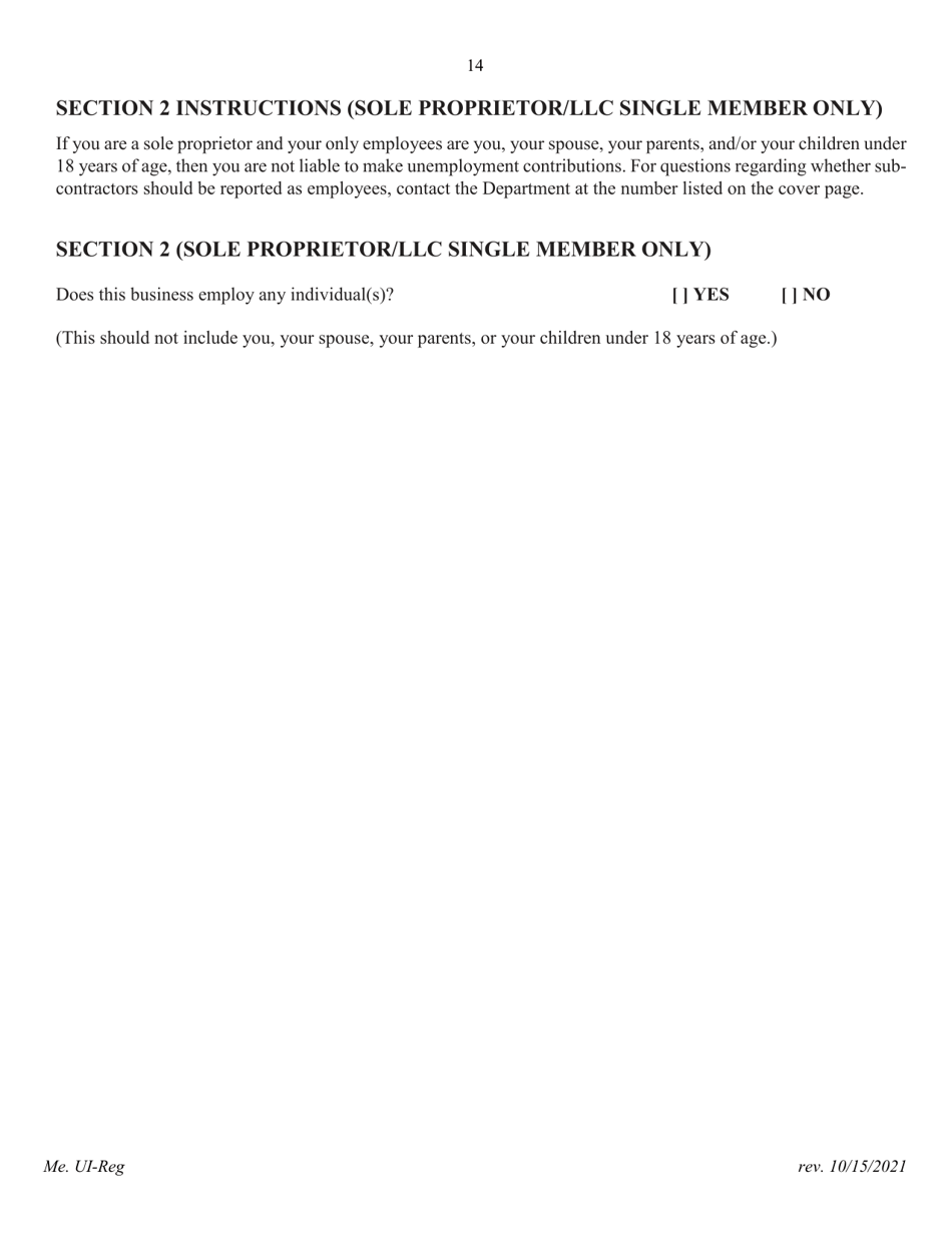 Application for Registration for an Unemployment Compensation Tax Account - Maine, Page 15