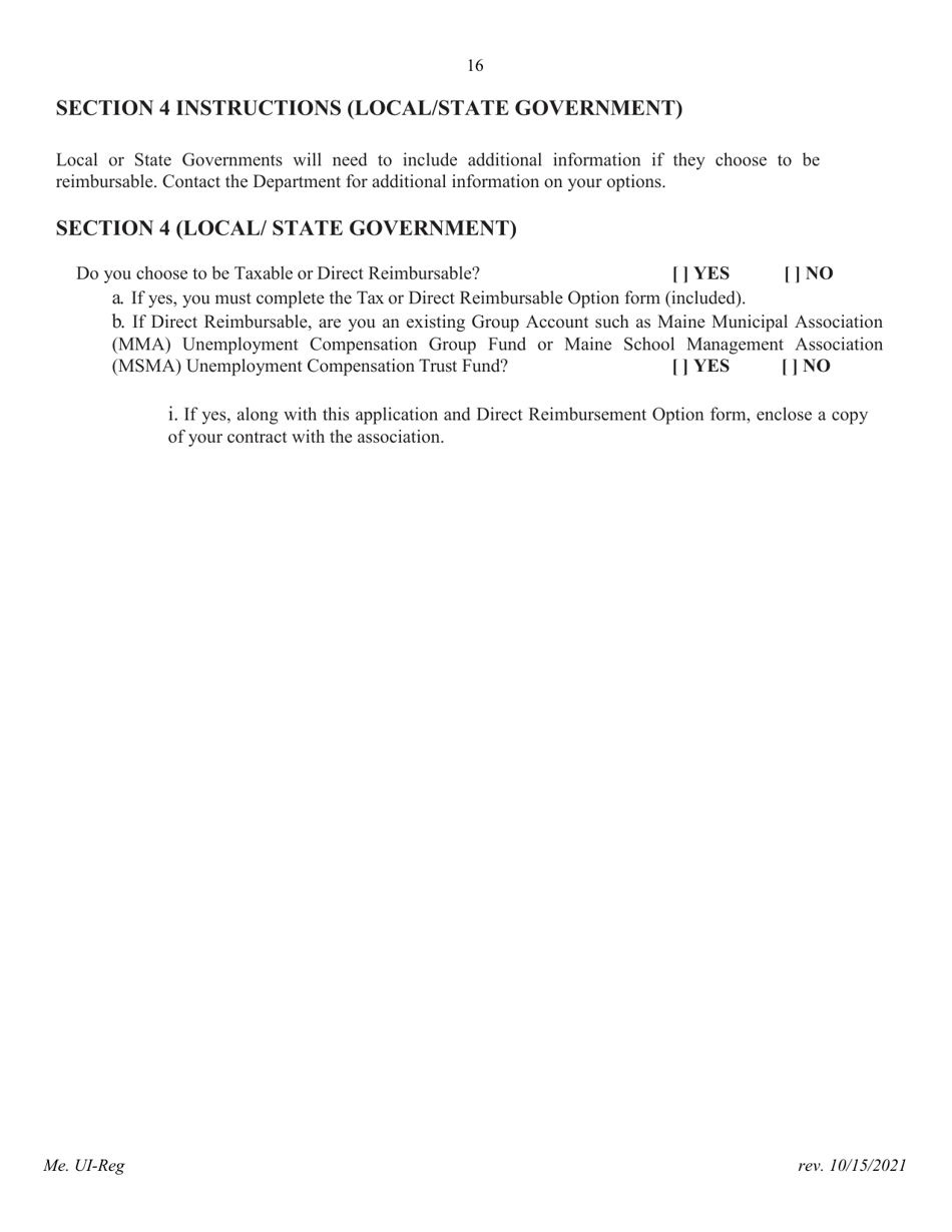 Application for Registration for an Unemployment Compensation Tax Account - Maine, Page 17