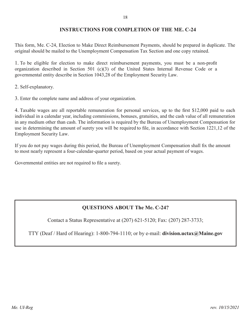 Application for Registration for an Unemployment Compensation Tax Account - Maine, Page 19