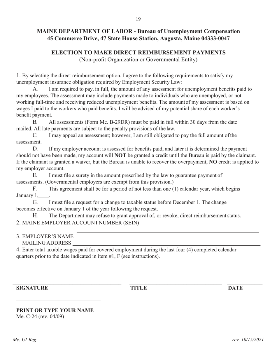 Application for Registration for an Unemployment Compensation Tax Account - Maine, Page 20