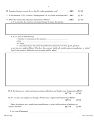 Application for Registration for an Unemployment Compensation Tax Account - Maine, Page 9