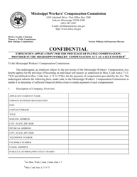 MWCC Form A-2 Self-insured Employer Application - Mississippi