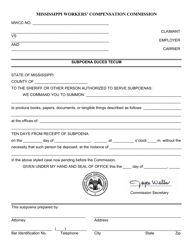 Document preview: Subpoena Duces Tecum - Mississippi