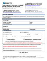 &quot;Standardized One Page Pharmacy Prior Authorization Form - Human Growth Hormone&quot; - Mississippi