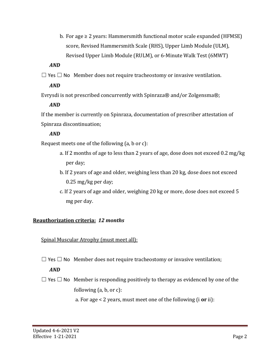 Prior Authorization Criteria - Evrysdi (Risdiplam) - Mississippi, Page 2