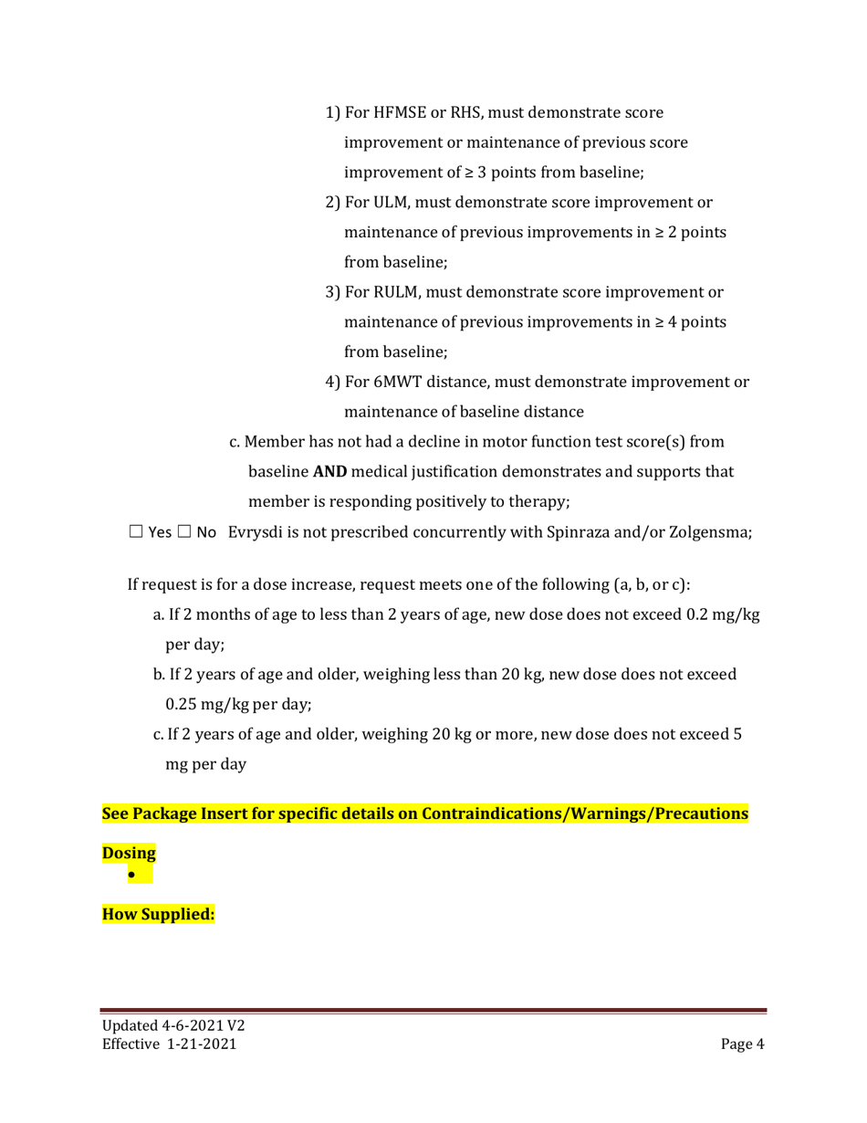 Prior Authorization Criteria - Evrysdi (Risdiplam) - Mississippi, Page 4
