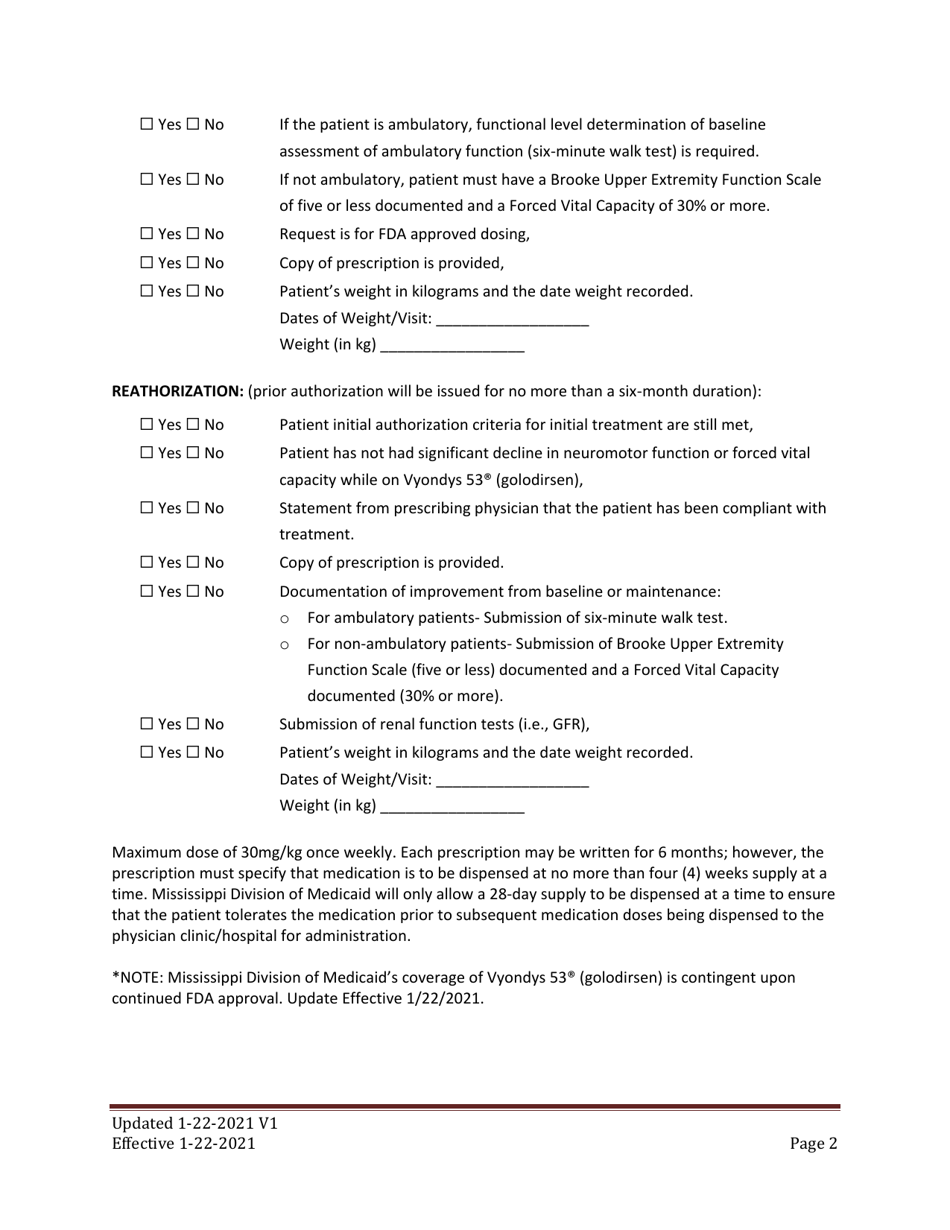 Prior Authorization Criteria - Vyondys 53 (Golodirsen) - Mississippi, Page 2
